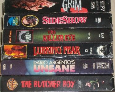   Horror Movies VHS Grim Sideshow Unsane Killer Eye Lurking Fear  