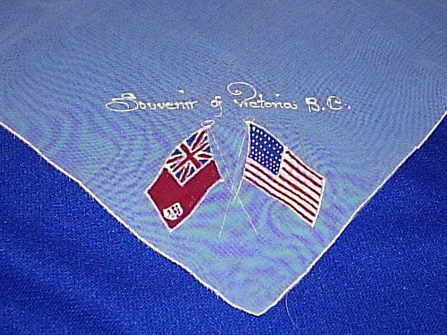 Vintage Flags USA & Victoria B C Handkerchief Nice  