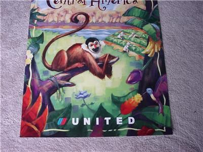 UNITED AIRLINES LEE WHITE POSTER CENTRAL AMERICA JUNGLE  