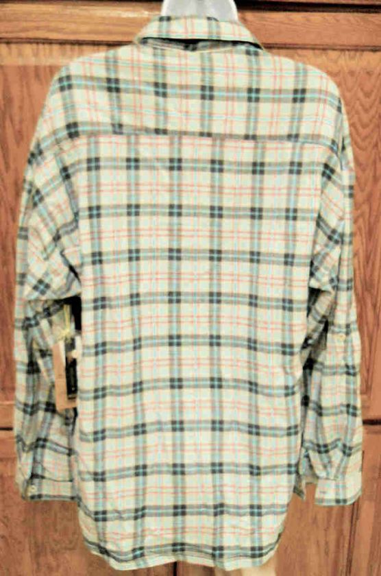 BILLABONG~ GRAY TEAL RED PLAID BUTTON DOWN LONG SLEEVE SHIRT  