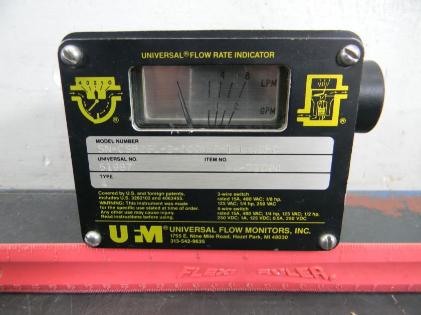 UFM FLOW METER UNIVERSAL FLOW MONITOR 2 GPM 1/4 NPT  