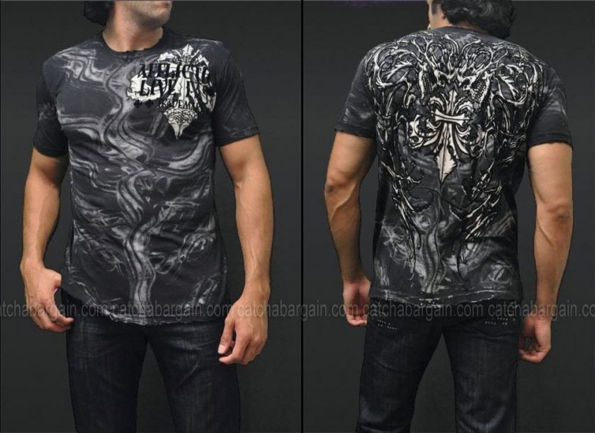 Affliction Tee T Shirt Dark Void Flame MMA T Shirt Black S NWT  