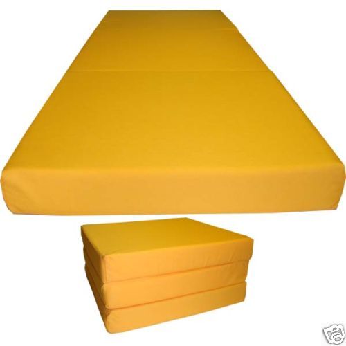 Thick x 27W x 75L YELLOW TRI FOLD FOAM BEDS OTTOMAN  