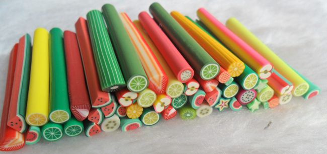 50pcs Fruit type Fimo Canes Rods Sticks Sticker DIY Slice Tips 