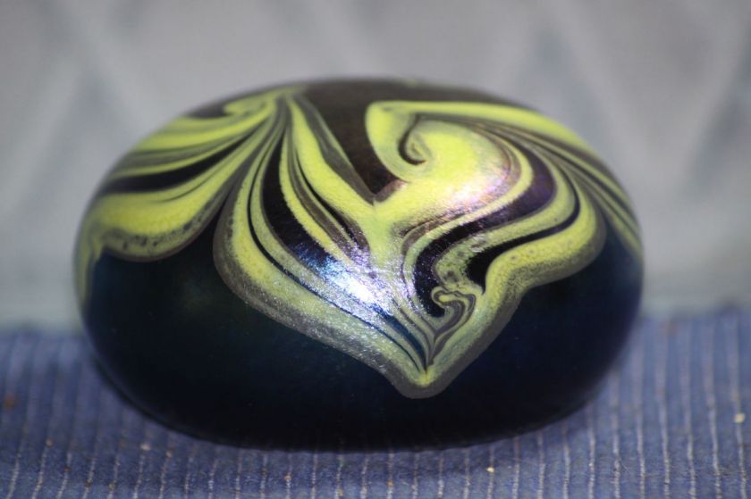 1974 Art Studio Glass Aurene Iridescent Purple & Green Signed 