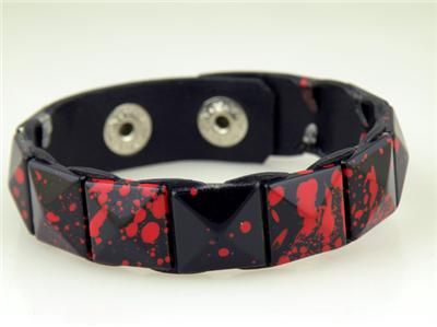 NEW 2 BLOOD SPLATTER WRISTBAND BRACELET GOTH VAMP TRUE  