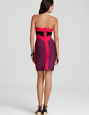   fashion Strapless pink bandage bodycon cocktail evening party dress