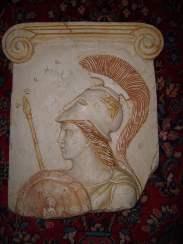 HANDMADE ALABASTER RELIEF STATUE GREEK GODDESS ATHENA  