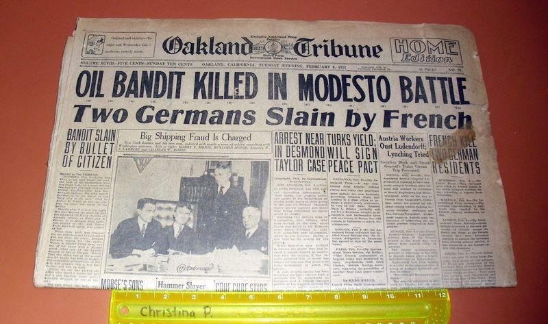 1923 FEBRUARY 6TH NEWSPAPER *OAKLAND TRIBUNE*  