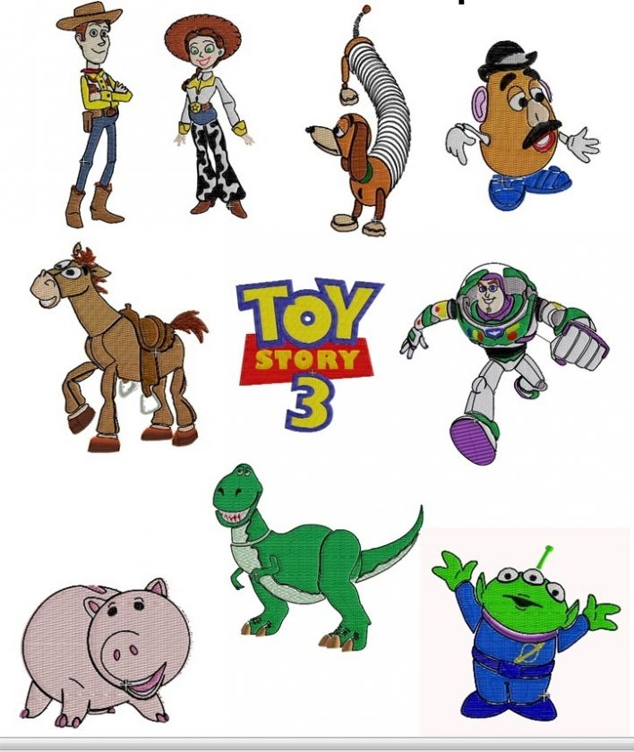 Toy Story Machine Embroidery Designs   Set of 10  