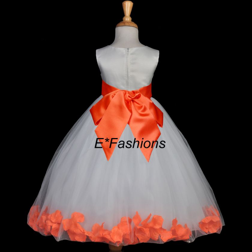 WHITE ORANGE PAGEANT FLOWER GIRL DRESS 18M 2 4 5 6 8 10  