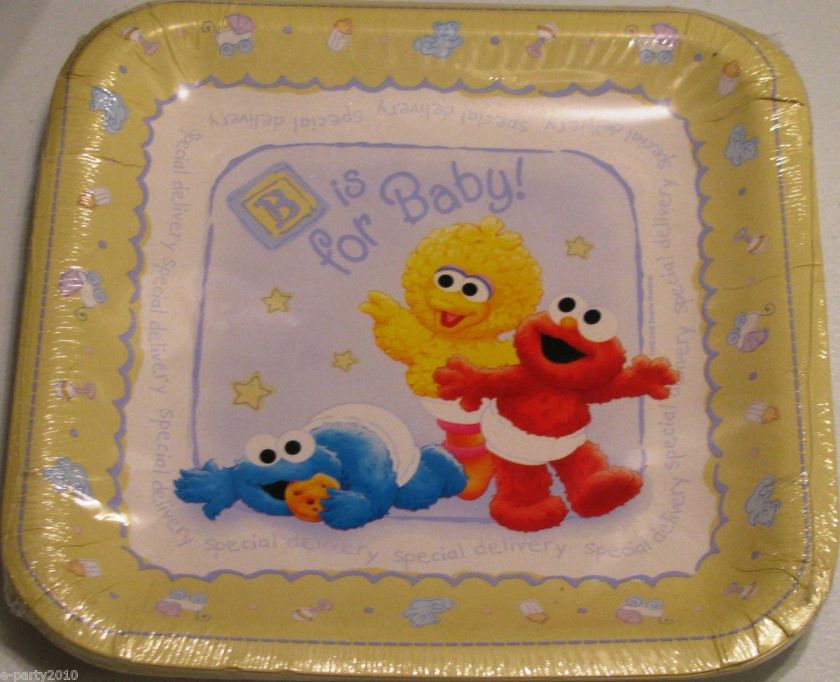 Baby SESAME STREET LARGE LUNCH PLATES ~ Shower Party Supplies Cookie 