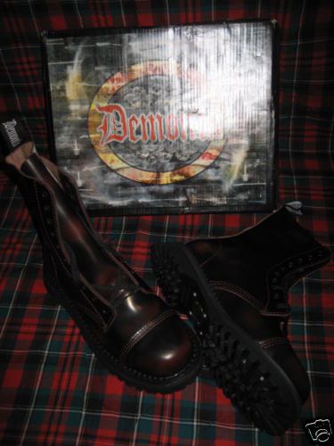 NEW DEMONIA ROCKY 10 EYE BURGUNDY STEEL CAP BOOTS M4 L6  