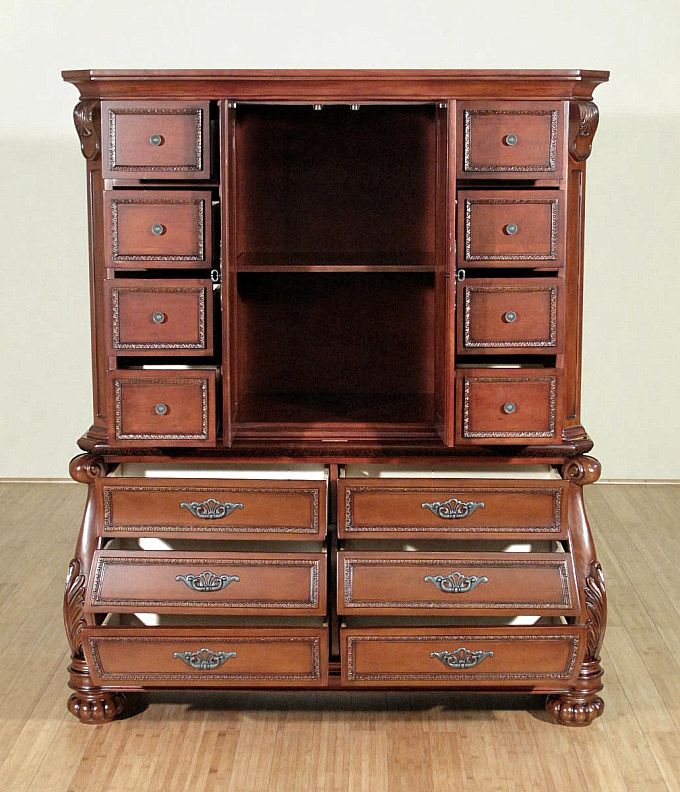 Mahogany 14 Drawer Armoire Bachelor’s Dresser Chest  