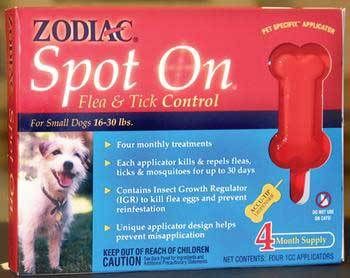 ZODIAC SPOT ON FLEA & TICK DROPS 4 MONTHS 16 30LB  