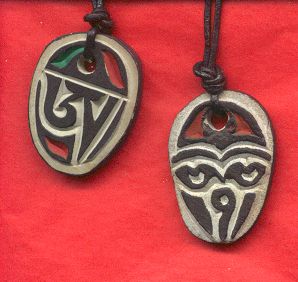 UNIQUE OM MANI STONE pendant necklace Tibetan Buddhist  