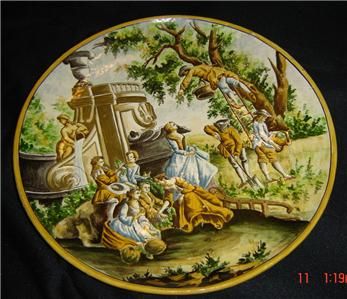 ANTIQUE Italian FAENZA,FAIENCE MAJOLICA PLATE 15 1/2  