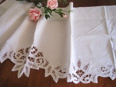 Elegant White Hand Batten Lace Cotton Café Curtain Trim  