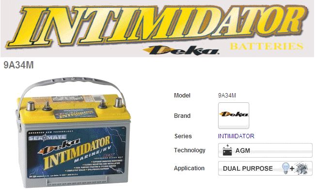   Deka Intimidator AGM 775CCA 55AH Stereo/High crank battery  