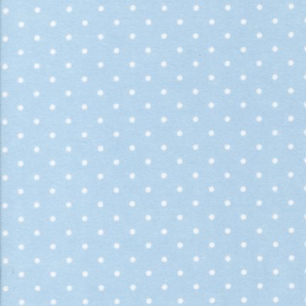 Aqua Blue Flannel w/white dots Content Medium weight cotton