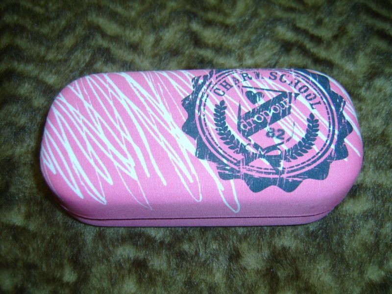large pink charm school drop out sunglass holder hard  