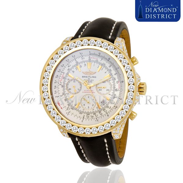   .90CT TOTAL DIAMOND BREITLING BENTLEY MOTORS K25362 GOLD WATCH  