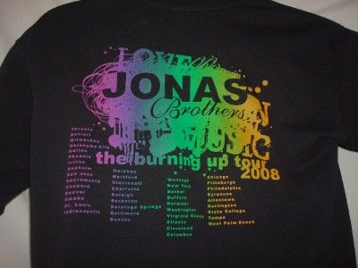 Jonas Brothers 2008 The Burning Up Tour T Shirt Medium  