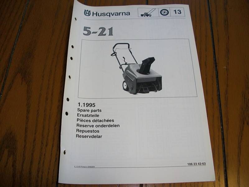 Husqvarna 6 23 9 26 Snow Blower Spare Part List Diagram  