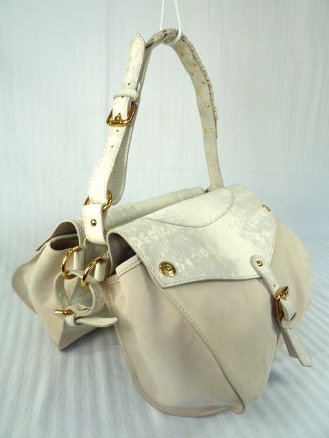 THAKOON Rampling Satchel Ivory Lizard Suede Bag NEW  