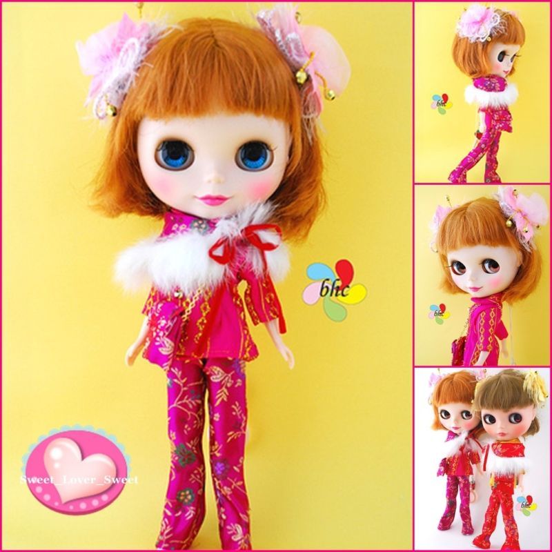 BHC Blythe Doll Outfit Pink Chinese Tradition Dress Set  