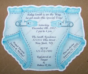 Baby Shower Diaper Invitations Contour Cut New Item  