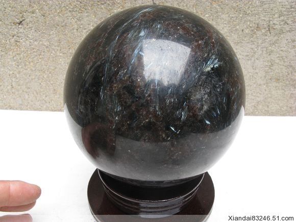 RUSSIAN BLUE FIREWORKS ASTROPHYLITE QUARTZ BALL STAND  