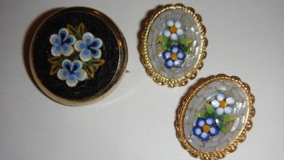 VINTAGE MOSAIC BROOCH & EARRINGS Sweet GLAM  