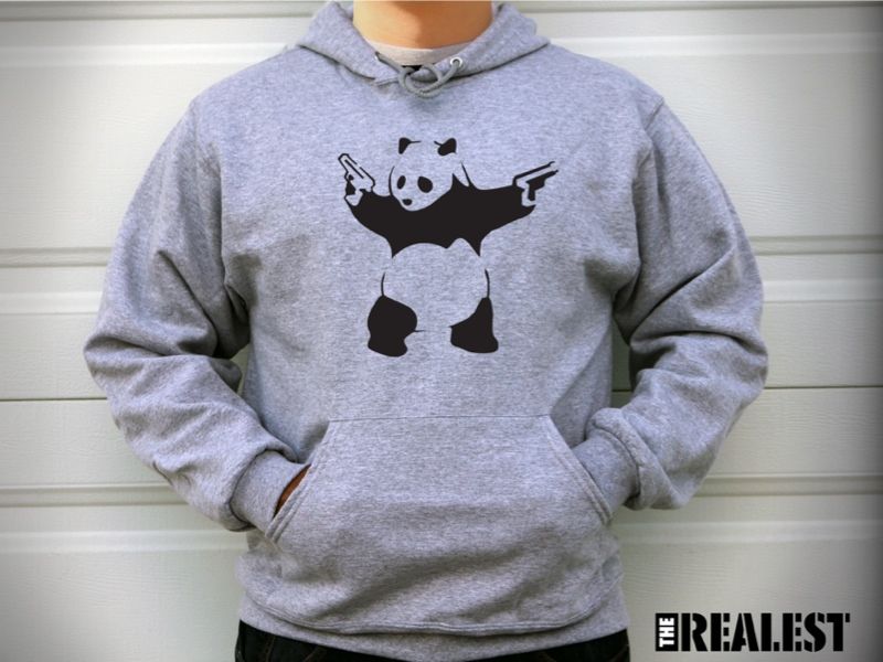 BANKSY BLASTING PANDA HOODIE SIZE M DJ WEAR  