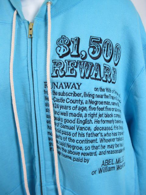 DESIGNER Blue Zip Up Hoodie Sweatshirt Size X Large  