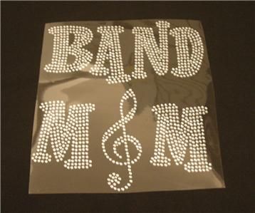 Band Mom Rhinestone Iron On Transfer Bling  