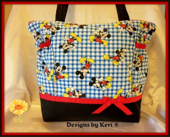 Designs by Keri Mickey Mouse Duffle Diaper Bag tote  