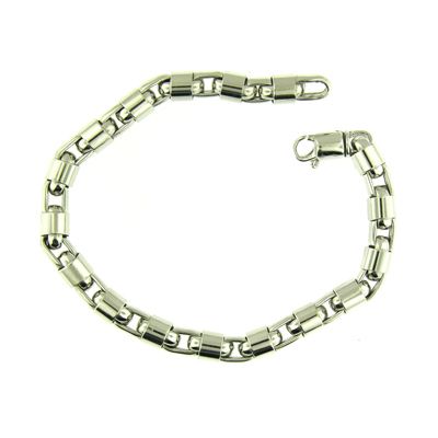 14 KT WHITE GOLD FASHION LINK BRACELET  