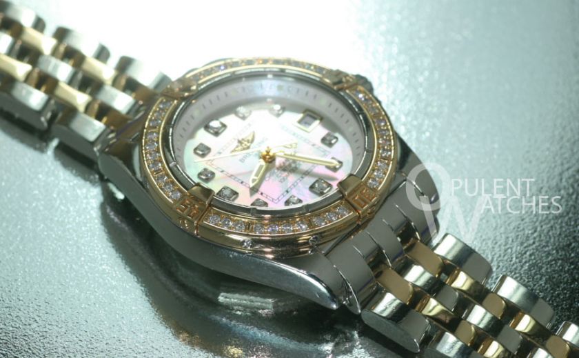 9450 BREITLING COCKPIT LADIES 18K GOLD/SS FACTORY ORIGINAL VVS 