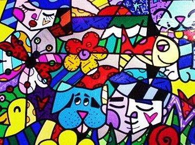 ROMERO BRITTO FROM BRITTO GARDEN ORIGINAL PAINTING  