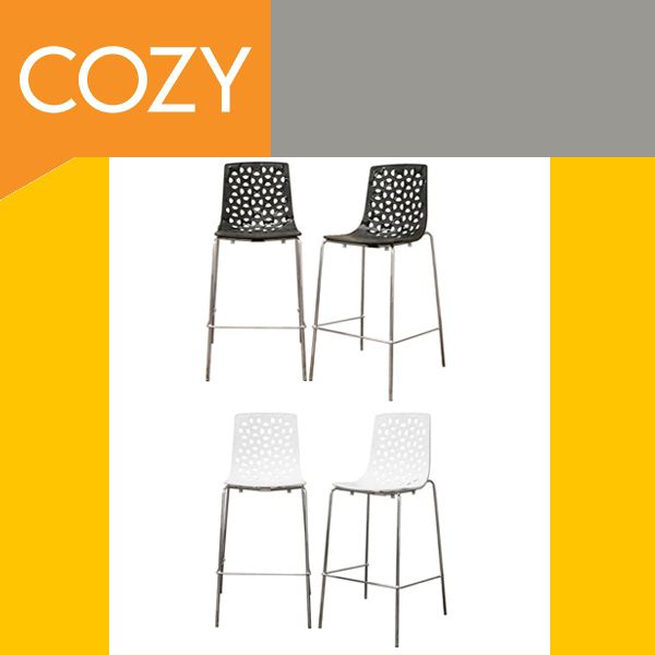 Modern Plastic Steel Bar Pub Stool Overlap Gloss Design  