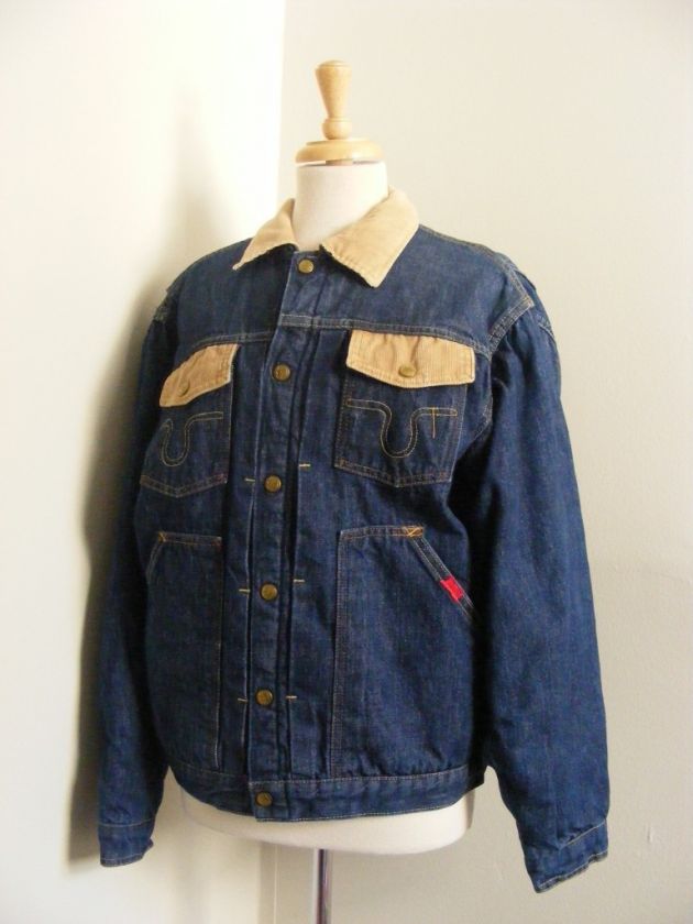 VTG 50s 60s BUCKAROO by BIG SMITH Lined Denim Jean CORDUROY Jacket 