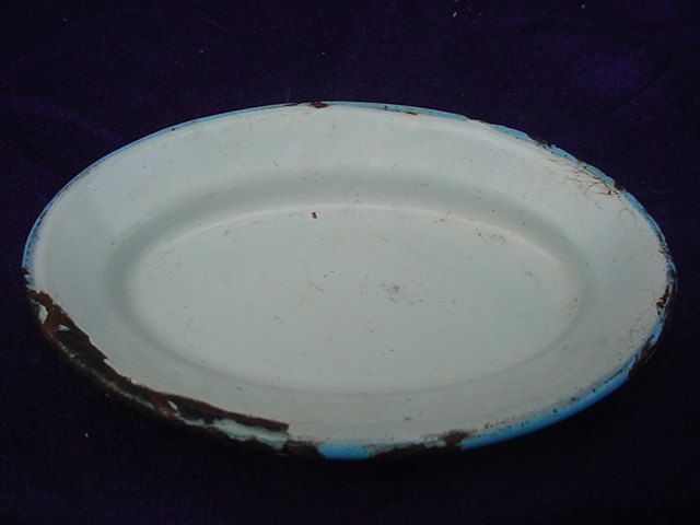 Graniteware Salesman Sample Blue and White Platter  