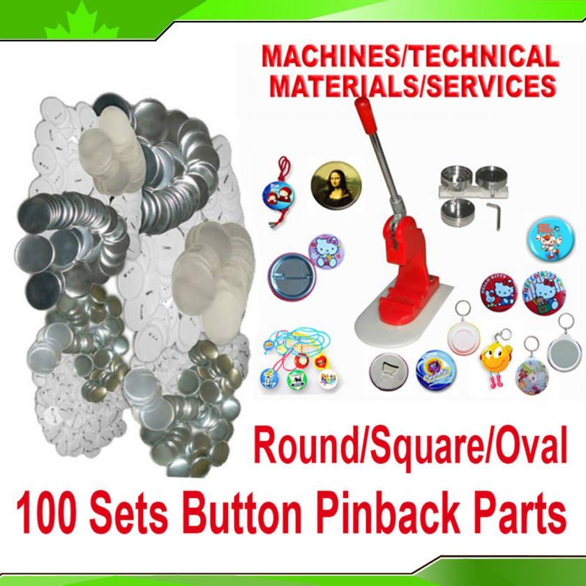  Pinback Parts for Badge Button Maker Machine Round Square Oval 8 Kinds