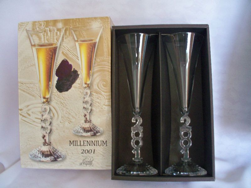 CRISTAL D`ARQUES MILLENNIUM CHAMPAGNE CRYSTAL GLASSES  