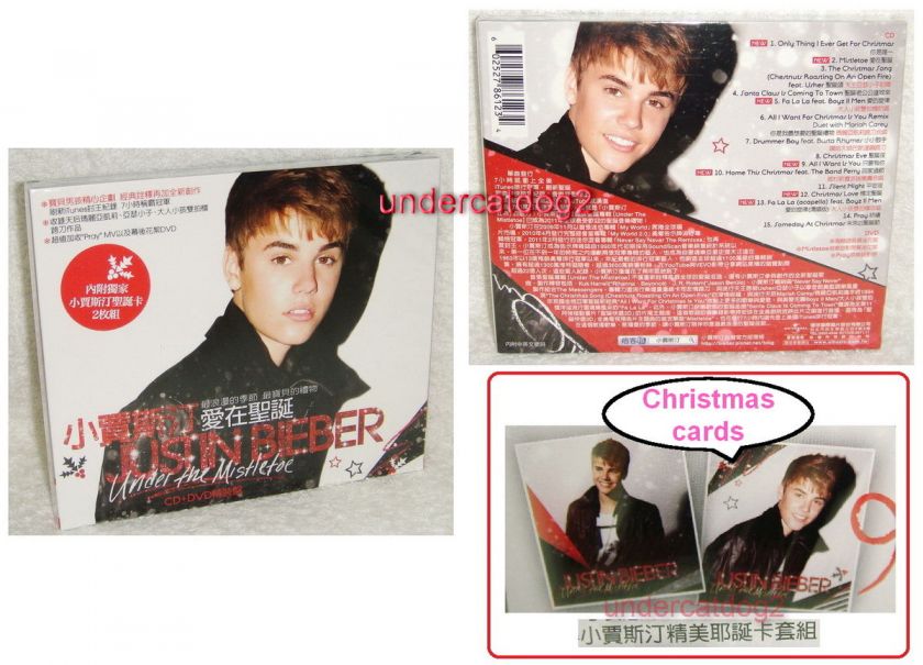 Justin Bieber Under The Mistletoe Taiwan Ltd CD+DVD+Christmas Cards w 