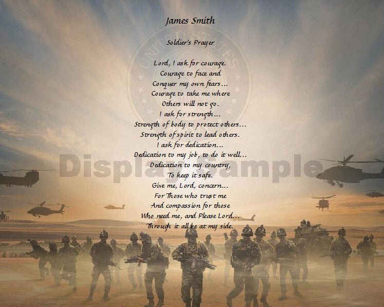 Soldiers Prayer Daughter Son Gift Personalized Poem  