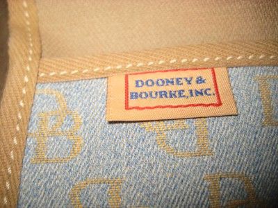 DOONEY & BOURKE Beige Blue DB Canvas Brown Leather Satchel Shoulder 