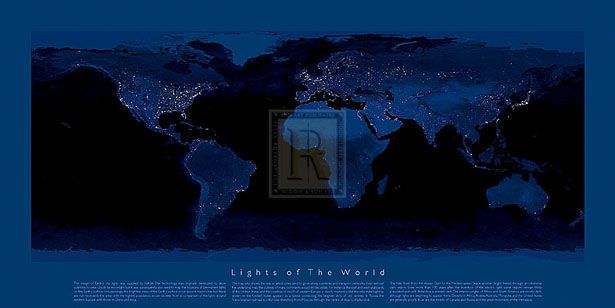 Lights Of The World map globe PRINT see our SHOP  