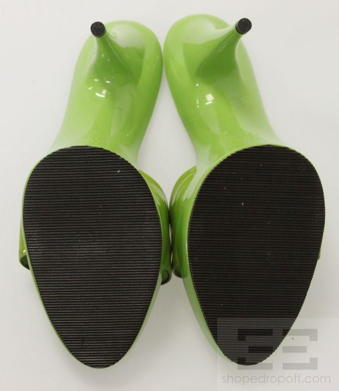   Neon Green Patent Leather Platform High Slide Heels Size 39  